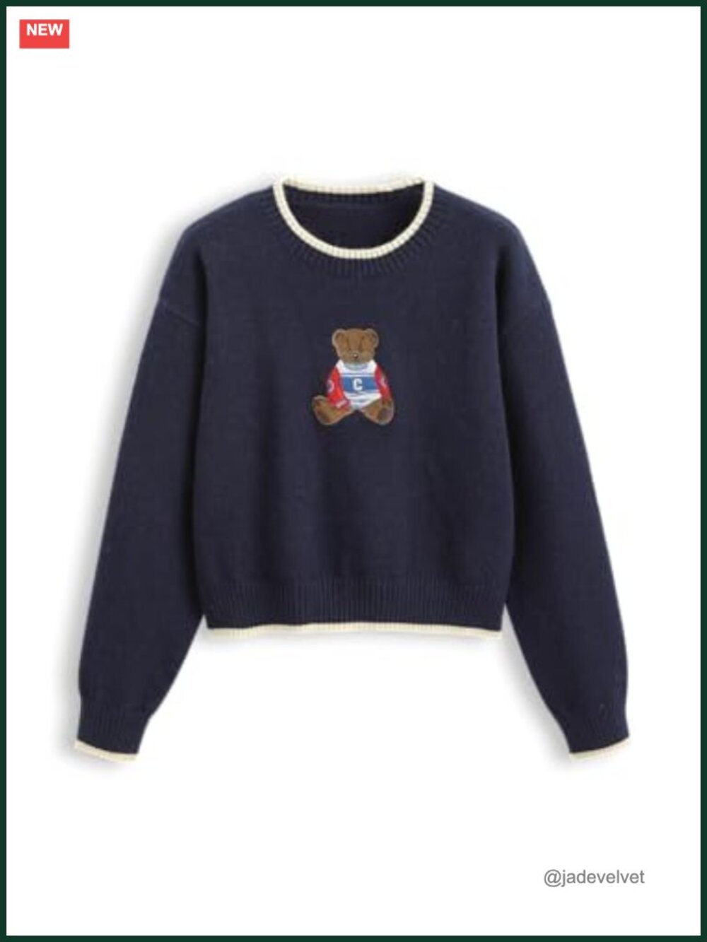 CIDER Women's Fall Sweater Long Sleeve Bear Graphic Cropped Crewneck Pullover